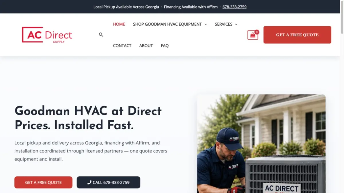 Current public AC Direct Supply homepage